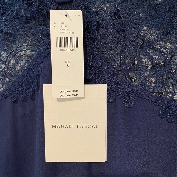 Magali Pascal Dress Anthropologie Navy Blue Clemence Lace Silk Coquette Mini - Picture 6 of 13